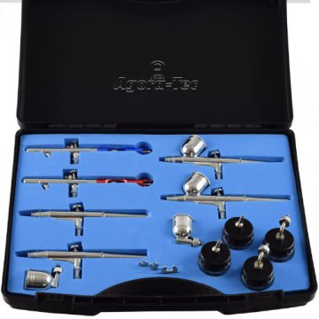 Agora-Tec® Airbrush Komplett-Set ADVANCED VI Komplettsystem für Airbrushanwendungen