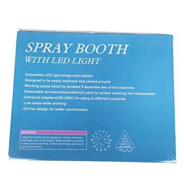 Airbrush Spritzkabinen Bausatz mit 3 LED Lichtröhren, Airbrush Spritzkabine Absauganlage 4m³/min mit zusätzlichem Filter für Airbrush Modellbau und Lackierarbeiten - 11