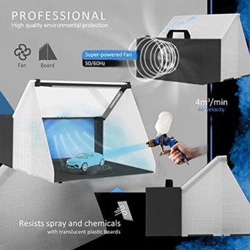 Airbrush Spritzkabinen Bausatz mit 3 LED Lichtröhren, Airbrush Spritzkabine Absauganlage 4m³/min mit zusätzlichem Filter für Airbrush Modellbau und Lackierarbeiten - 4